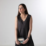 WNT Collection - W126636-17 – Vestido largo de tablas gris oscuro con bolsillos - Mujer