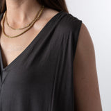 WNT Collection - W126636-17 – Vestido largo de tablas gris oscuro con bolsillos - Mujer