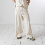 WNT Collection - W126802-48 – Pantalones de felpa de algodón color piedra con cintura elástica ajustable - Mujer