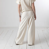 WNT Collection - W126802-48 – Pantalones de felpa de algodón color piedra con cintura elástica ajustable - Mujer