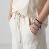 WNT Collection - W126802-48 – Pantalones de felpa de algodón color piedra con cintura elástica ajustable - Mujer