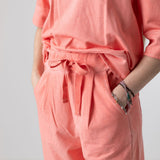 WNT Collection - W126831-18 – Pantalón coral de felpa de algodón con bolsillos - Mujer