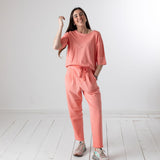WNT Collection - W126831-18 – Pantalón coral de felpa de algodón con bolsillos - Mujer