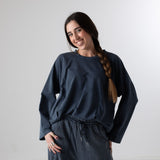 WNT Collection - W126832-08 – Sudadera azul marino de felpa de algodón - Mujer