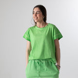WNT Collection - W126835-47 – Sudadera de manga corta verde menta de felpa de algodón - Mujer