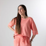 WNT Collection - W126837-18 – Sudadera coral de algodón con manga hasta el codo - Mujer