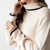 Why Not - W224053_07 – Jersey de cuello cisne con detalles en contraste - Mujer