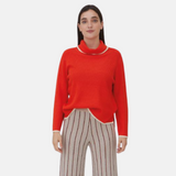 Why Not - W224053_25 – Jersey de cuello cisne con detalles en contraste - Mujer