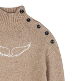 Zadig&Voltaire - X60514_D03 – Jersey de punto de cuello alto y aberturas laterales con lana - Niña