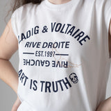 Zadig&Voltaire - X60535-10P – Camiseta sin mangas con aberturas laterales y logotipo estampado - Niña