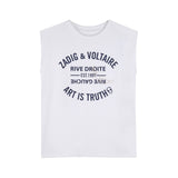 Zadig&Voltaire - X60535-10P – Camiseta sin mangas con aberturas laterales y logotipo estampado - Niña