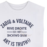 Zadig&Voltaire - X60535-10P – Camiseta sin mangas con aberturas laterales y logotipo estampado - Niña