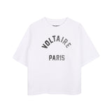 Zadig&Voltaire - X60794-10P - Camiseta blanca de manga corta 100% algodón con logo de strass - Niña