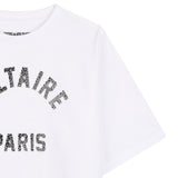 Zadig&Voltaire - X60794-10P - Camiseta blanca de manga corta 100% algodón con logo de strass - Niña