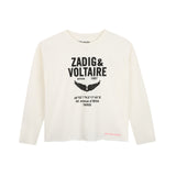 Zadig&Voltaire - X60797-195 - Camiseta blanca de manga larga 100% algodón - Niña