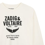 Zadig&Voltaire - X60797-195 - Camiseta blanca de manga larga 100% algodón - Niña