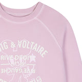 Zadig&Voltaire - X60798-44A - Sudadera rosa 100% algodón orgánico con estampado delantero - Niña