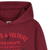 Zadig&Voltaire - X60801-954 - Sudadera granate 100% algodón con capucha y logotipo con pedrería - Niña