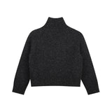 Zadig&Voltaire - X60808-A48 - Jersey de lana gris jaspeado de cuello alto y mangas raglán - Niña