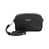 Zadig&Voltaire - X60882-09B - Bolso negro de mano con estampado de barniz de tigre (10x16x5,5 cm.)