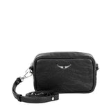 Zadig&Voltaire - X60882-09B - Bolso negro de mano con estampado de barniz de tigre (10x16x5,5 cm.)