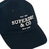 Superdry - Y9011042A-98T - Gorra de béisbol 100% algodón azul marino con logo y cierre ajustable