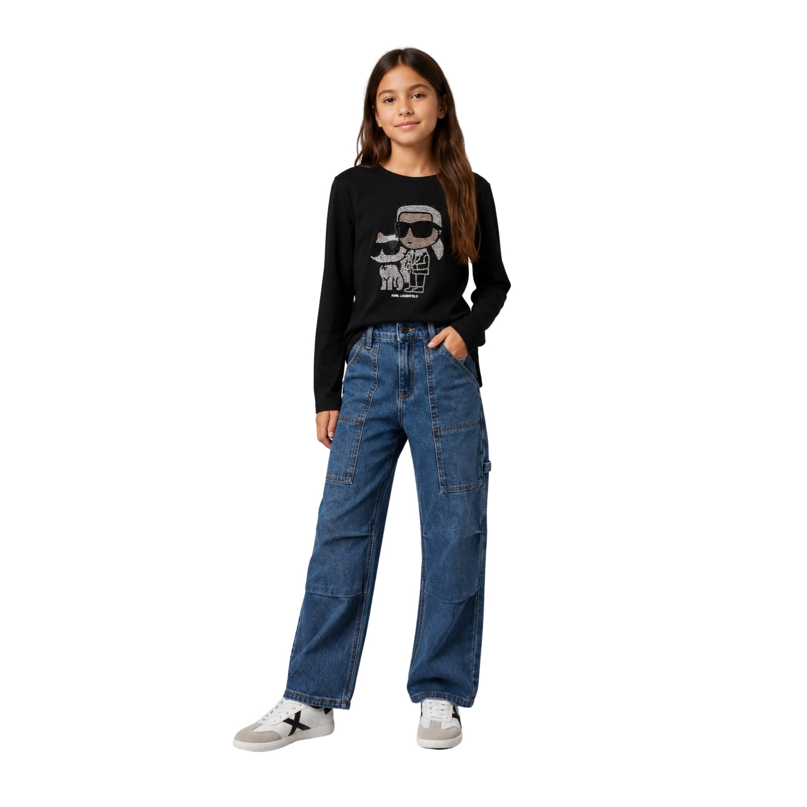 Camiseta negra Karl Lagerfeld niña | Manga larga orgánica | Konestilochic