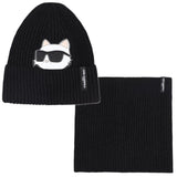 Karl - Z31010_09B – Conjunto de gorro y braga de tejido de hilo de aspecto metálico - Niña