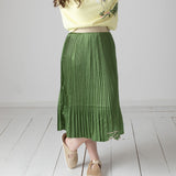 Karl Lagerfeld - Z31112-68J – Falda verde plisada con cintura elástica y forro de viscosa - Niña