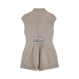 Karl Lagerfeld - Z31116-192 – Mono corto color piedra de lyocell y algodón con bolsillos - Niña