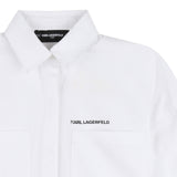 Karl Lagerfeld - Z31117-10P – Camisa blanca de manga larga de popelín 100% algodón - Niña