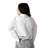 Karl Lagerfeld - Z31117-10P – Camisa blanca de manga larga de popelín 100% algodón - Niña