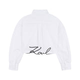 Karl Lagerfeld - Z31117-10P – Camisa blanca de manga larga de popelín 100% algodón - Niña