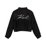 Karl Lagerfeld - Z31131-09B – Cazadora negra con mangas plisadas y forro y cierre de cremallera - Niña