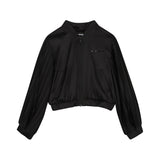 Karl Lagerfeld - Z31131-09B – Cazadora negra con mangas plisadas y forro y cierre de cremallera - Niña