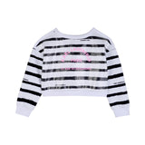 Karl Lagerfeld - Z31137-N50 – Sudadera de rayas con lentejuelas transparentes - Niña