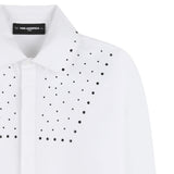 Karl Lagerfeld - Z31141-10P – Vestido blanco camisero 100% popelín de algodón de manga larga - Niña