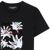 Karl Lagerfeld - Z31153-09B – Camiseta negra de manga corta con dibujo reversible con lentejuelas - Niña