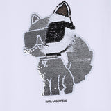 Karl Lagerfeld - Z31153-10P – Camiseta blanca de manga corta con dibujo reversible con lentejuelas - Niña
