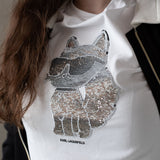 Karl Lagerfeld - Z31153-10P – Camiseta blanca de manga corta con dibujo reversible con lentejuelas - Niña
