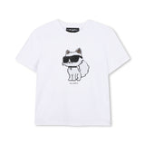 Karl Lagerfeld - Z31153-10P – Camiseta blanca de manga corta con dibujo reversible con lentejuelas - Niña