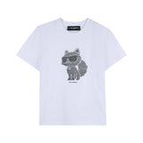 Karl Lagerfeld - Z31153-10P – Camiseta blanca de manga corta con dibujo reversible con lentejuelas - Niña