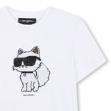 Karl Lagerfeld - Z31153-10P – Camiseta blanca de manga corta con dibujo reversible con lentejuelas - Niña