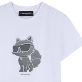 Karl Lagerfeld - Z31153-10P – Camiseta blanca de manga corta con dibujo reversible con lentejuelas - Niña