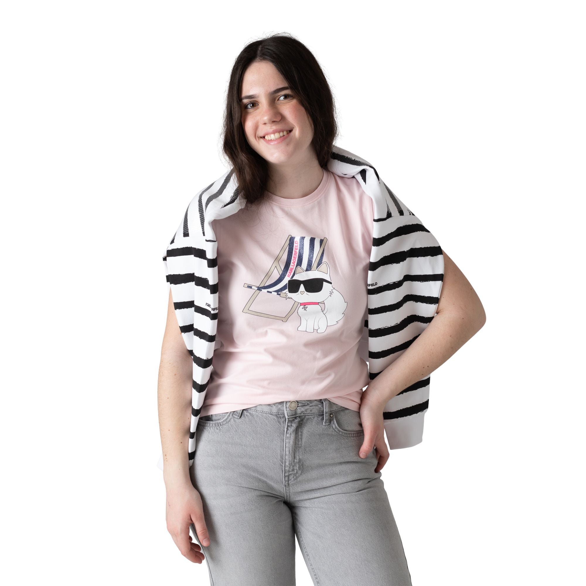 Camiseta rosa para niña KARL LAGERFELD KIDS – Diseño icónico Konestilochic