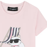 Karl Lagerfeld - Z31157-46F – Camiseta rosa de manga corta con ilustración delantera - Niña