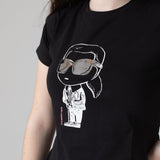Karl Lagerfeld - Z31160-09B – Camiseta negra de manga corta con ilustración delantera - Niña