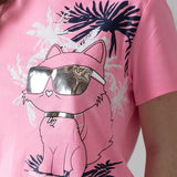 Karl Lagerfeld - Z31161-462 – Camiseta rosa de manga corta con ilustración delantera - Niña