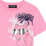 Karl Lagerfeld - Z31161-462 – Camiseta rosa de manga corta con ilustración delantera - Niña