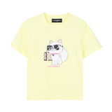 Karl Lagerfeld - Z31162-556 – Camiseta amarilla de manga corta de corte holgado con ilustración delantera - Niña